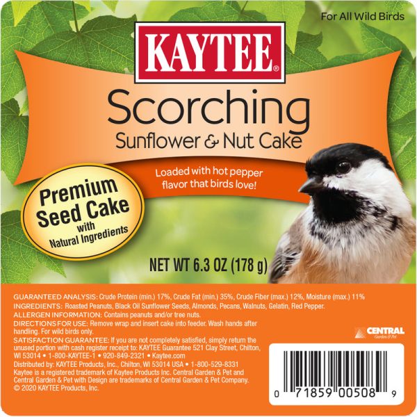 Kaytee Scorching Wild Bird Roasted Peanuts Seed and Nut Cake 6.3 oz For Sale