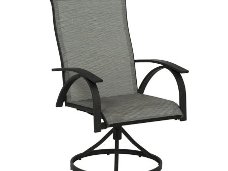 Living Accents Roscoe Black Steel Frame Sling Swivel Chair Cheap