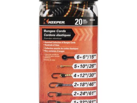 Keeper Assorted Bungee Cord Set 20 in. L X 0.374 in. 20 pk Cheap