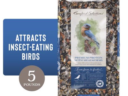 Songbird Selections Premium Protein with Mealworms Wild Bird Seed Wild Bird Food 5 lb Online now