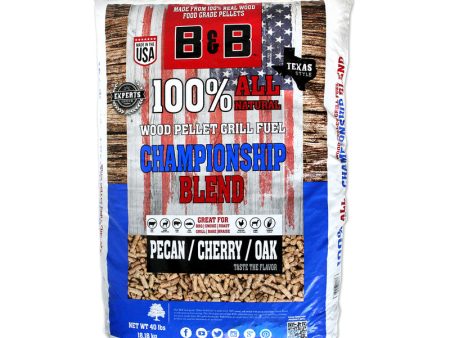 B&B Charcoal Championship Blend Hardwood Pellets All Natural Cherry Oak Pecan 40 lb For Sale