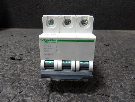 SCHNEIDER ELECTRIC  13 Amp, 480Y 277 V, 3 Pole, DIN Rail Mount Miniature Circuit Breaker MG24467 (CR00884-WTA30) For Sale