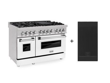 ZLINE 48  6.0 cu. ft. Electric Oven and Gas Cooktop Dual Fuel Range with Griddle and White Matte Door in Fingerprint Resistant Stainless (RAS-WM-GR-48) Supply