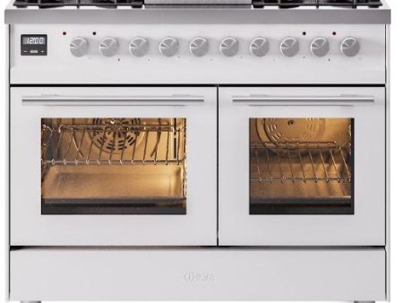 Professional Plus II 40 Inch Dual Fuel Liquid Propane Freestanding Range in White with Trim For Sale